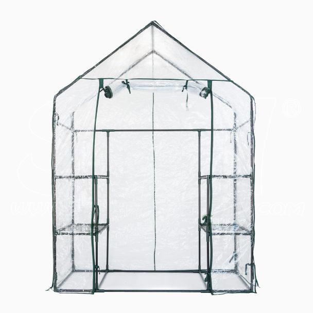 Serra 143x73x195 cm Mini Casetta da giardino per coltivazione piante domestica metallo e PVC