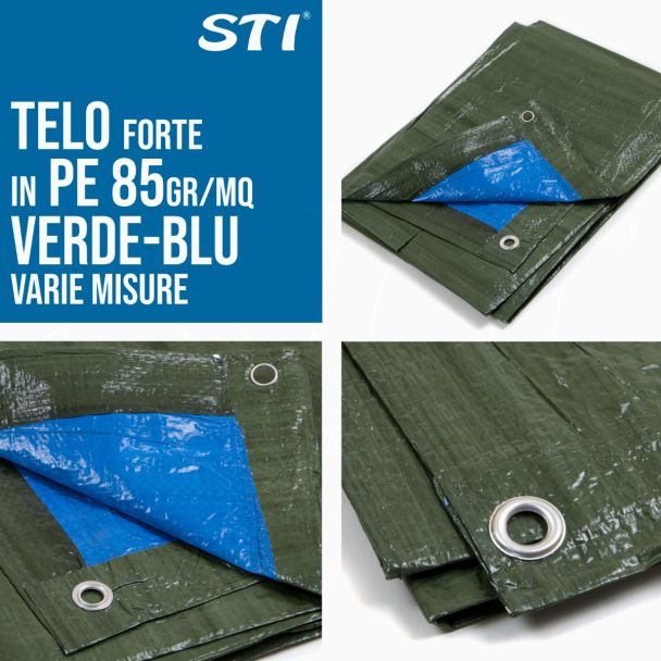 TELO olhal 85 gr VERDE AZUL WATERPROOF copritutto MEDIDAS MULTIUSO DIVERSAS