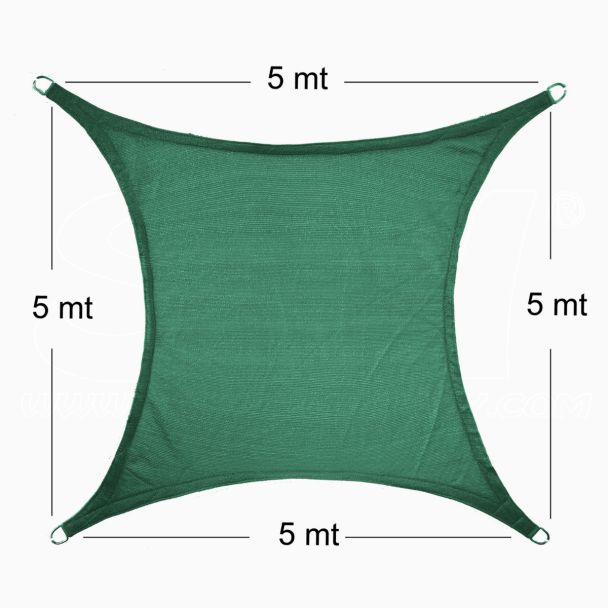 Vela Parasole Ombreggiante Quadrata 5x5x5 mt Verde