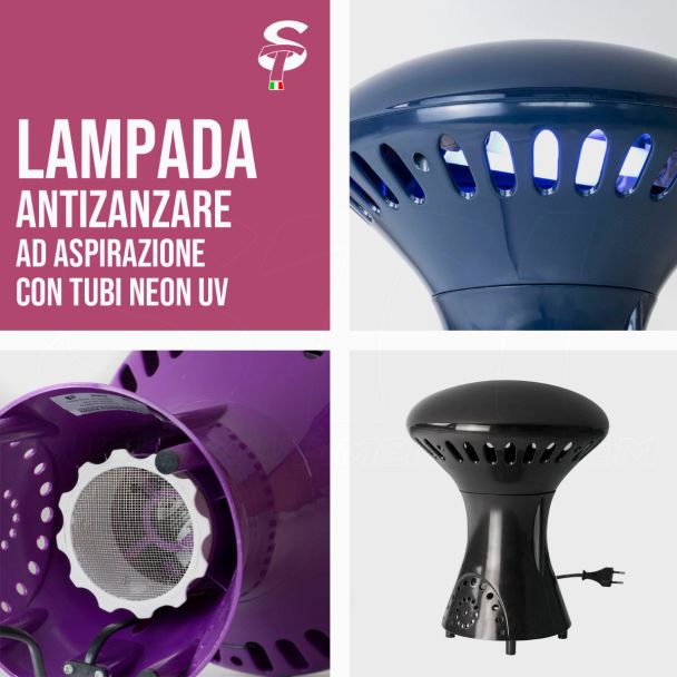 Lampe anti moustiques champignon écologique double lampe 10w Noir Bleu Violet 60mq